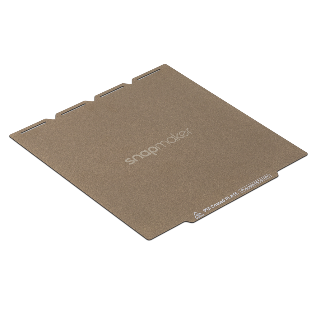 PEI Steel Sheet for Snapmaker U1, angled shot of textured PEI build plate for improved grip.