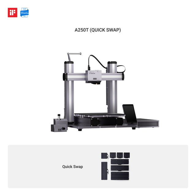 Snapmaker 2.0 A250T 3D Printer with Quick Swap feature for easy module changes.