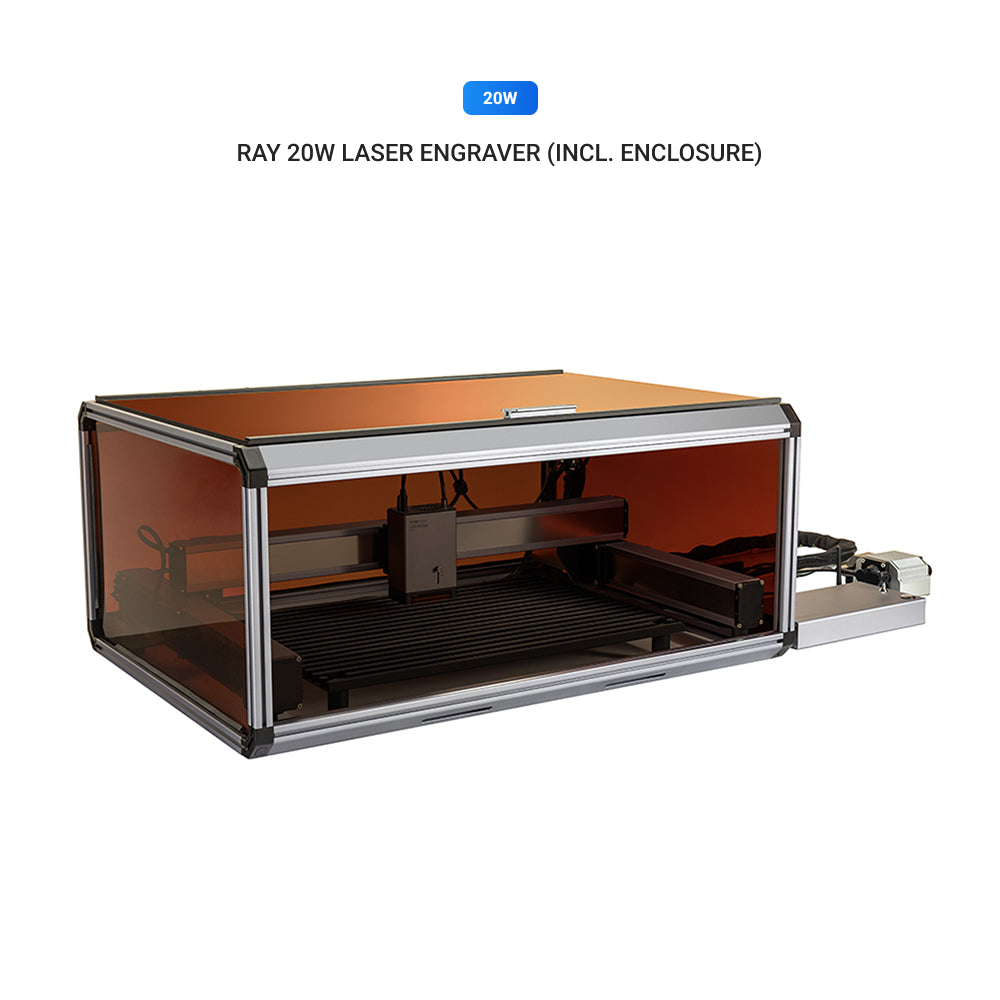 Snapmaker Ray 20W Laser Engraver & Cutter with enclosure, showcasing its industrial-grade components.