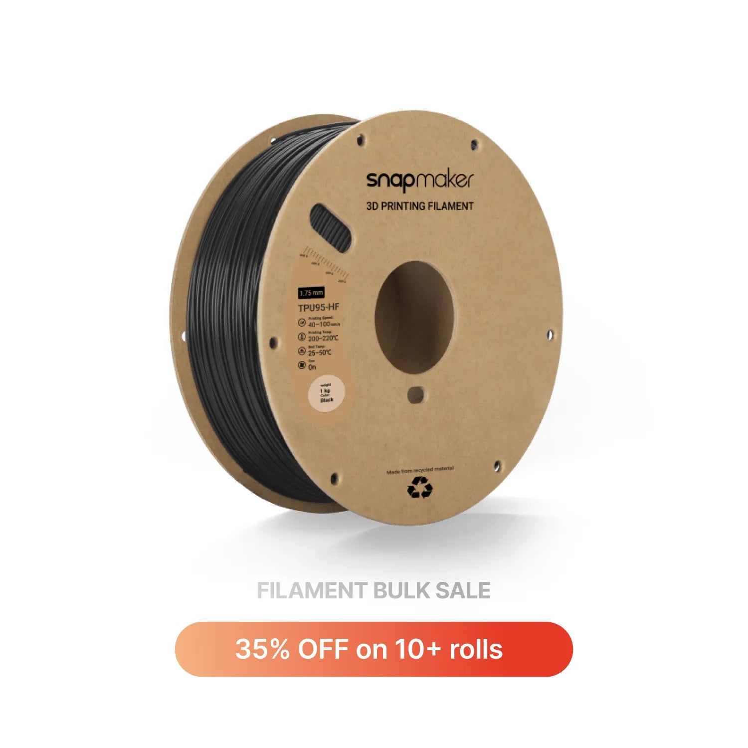 Black High Flow TPU95 Filament (1kg)