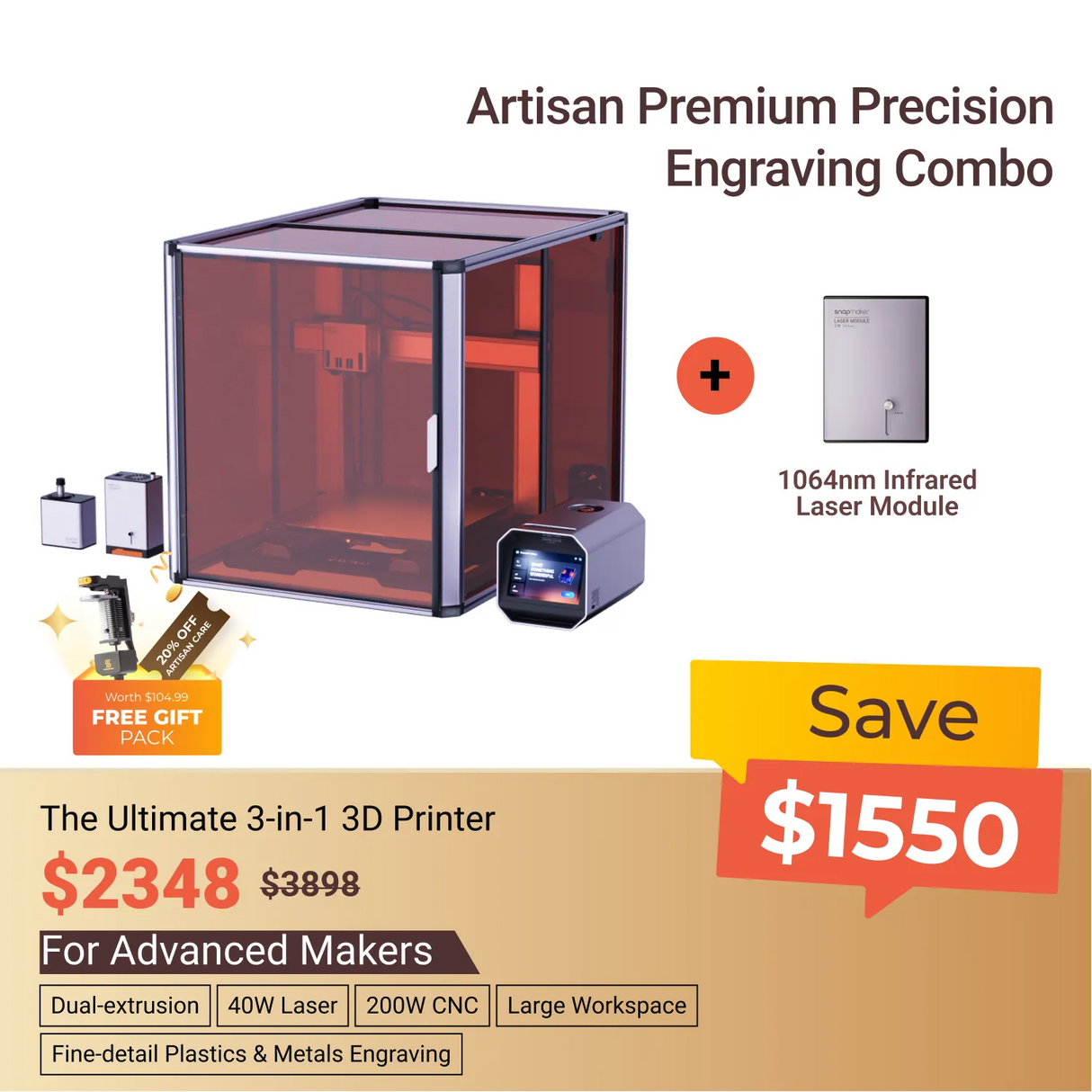 Snapmaker - Best 3D Printer, Laser Engraver, CNC Carver for Sale