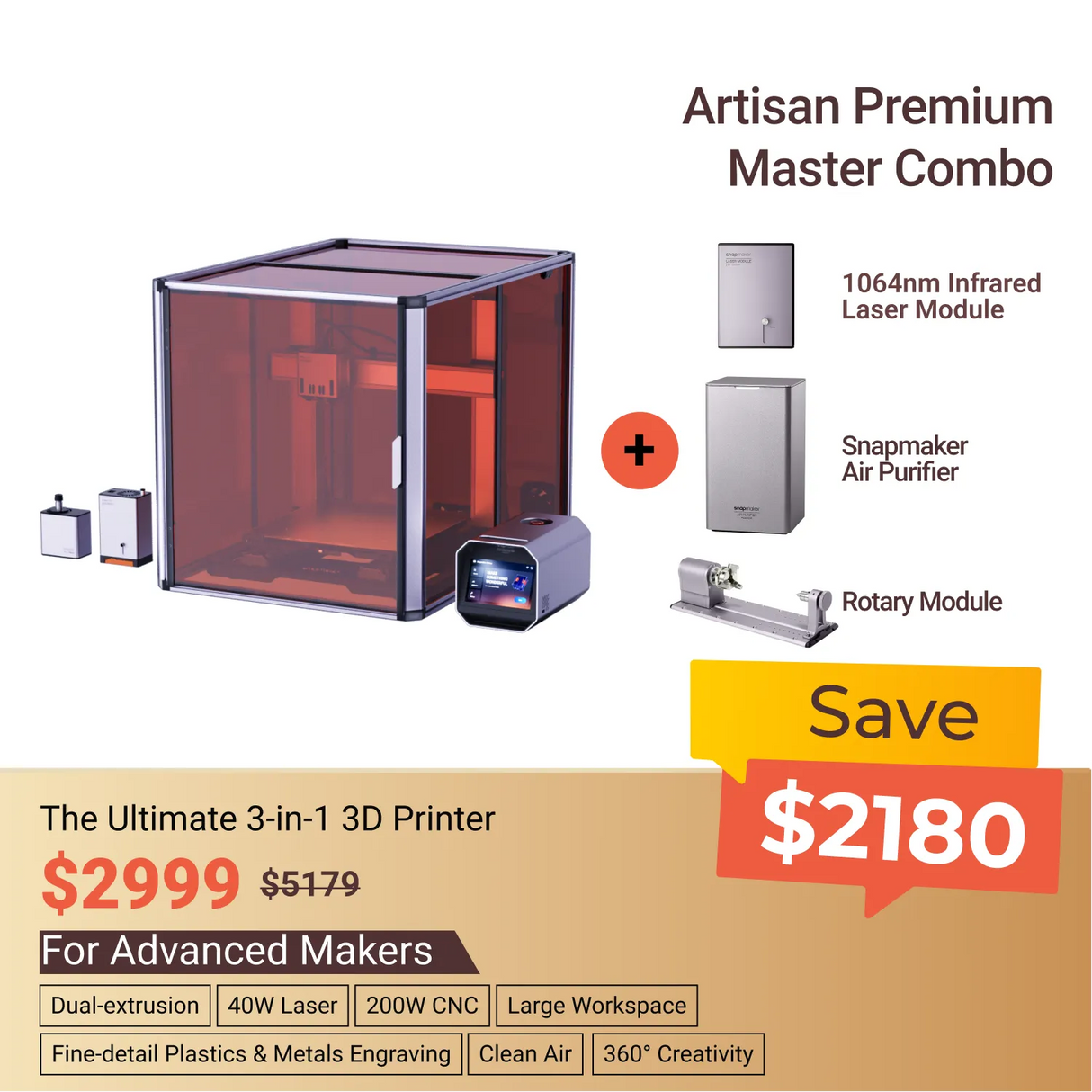 Snapmaker Artisan 3-in-1 3D Printer - Snapmaker Global