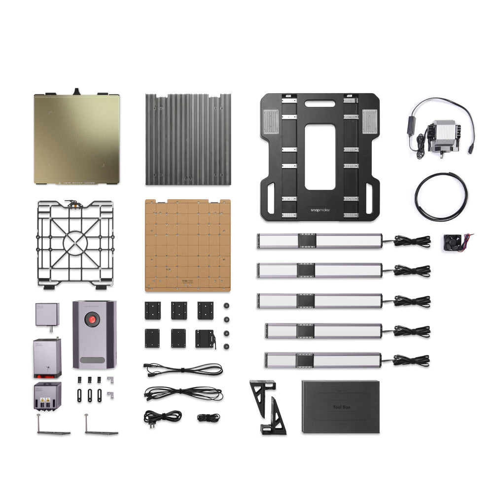 Comprehensive component layout of Snapmaker Artisan 3-in-1 3D printer for easy assembly and customization.