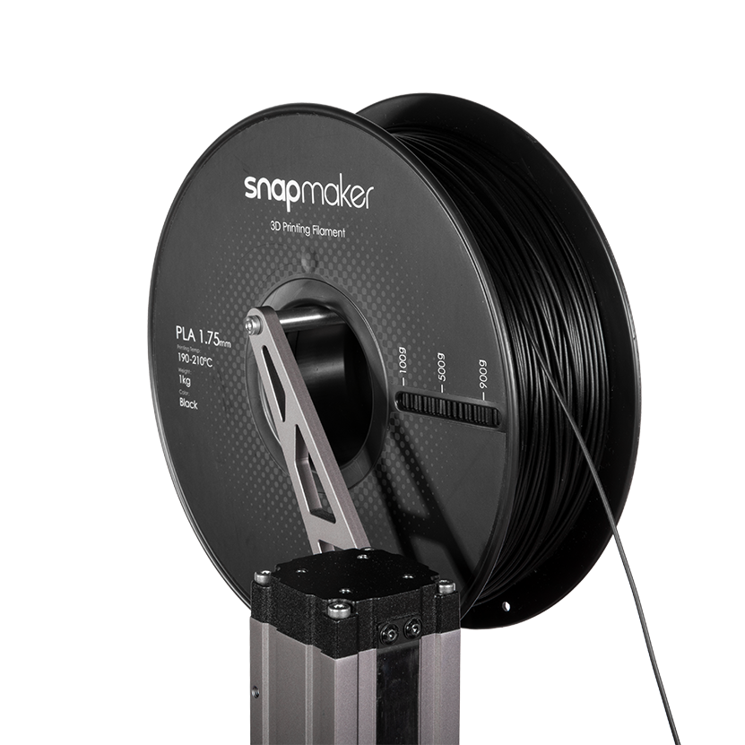 Load Snapmaker 1.75mm black PLA into your 3D printer for reliable, high-standard prints.