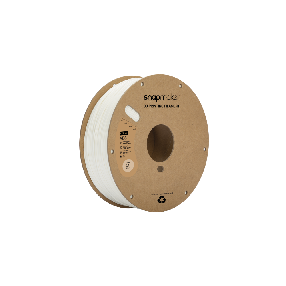 Snapmaker white ABS material, perfect for creating reliable 3D printed models with outstanding durability.