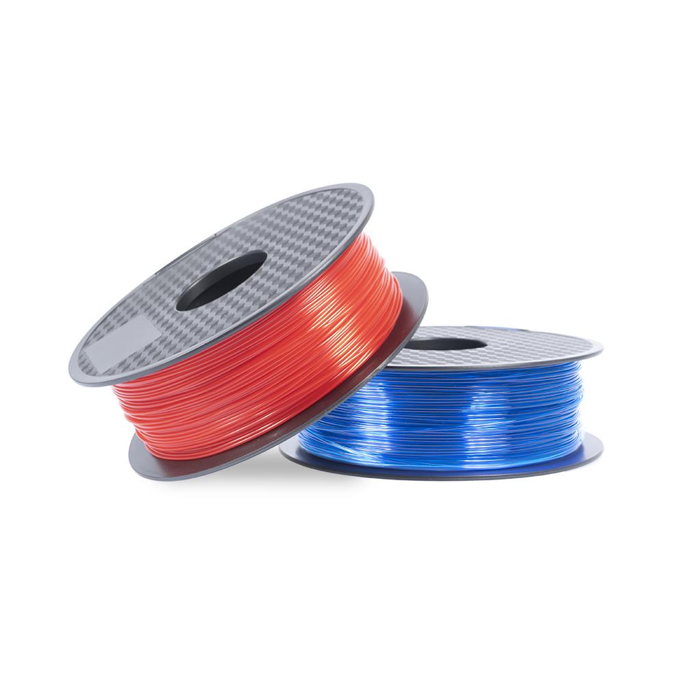 Snapmaker's best PETG filament spools in vibrant red and blue, perfect for producing high-quality 3D printed models.